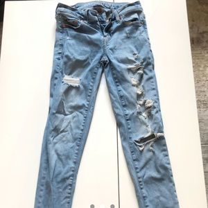 Medium Blue Ripped Skinny Jeans